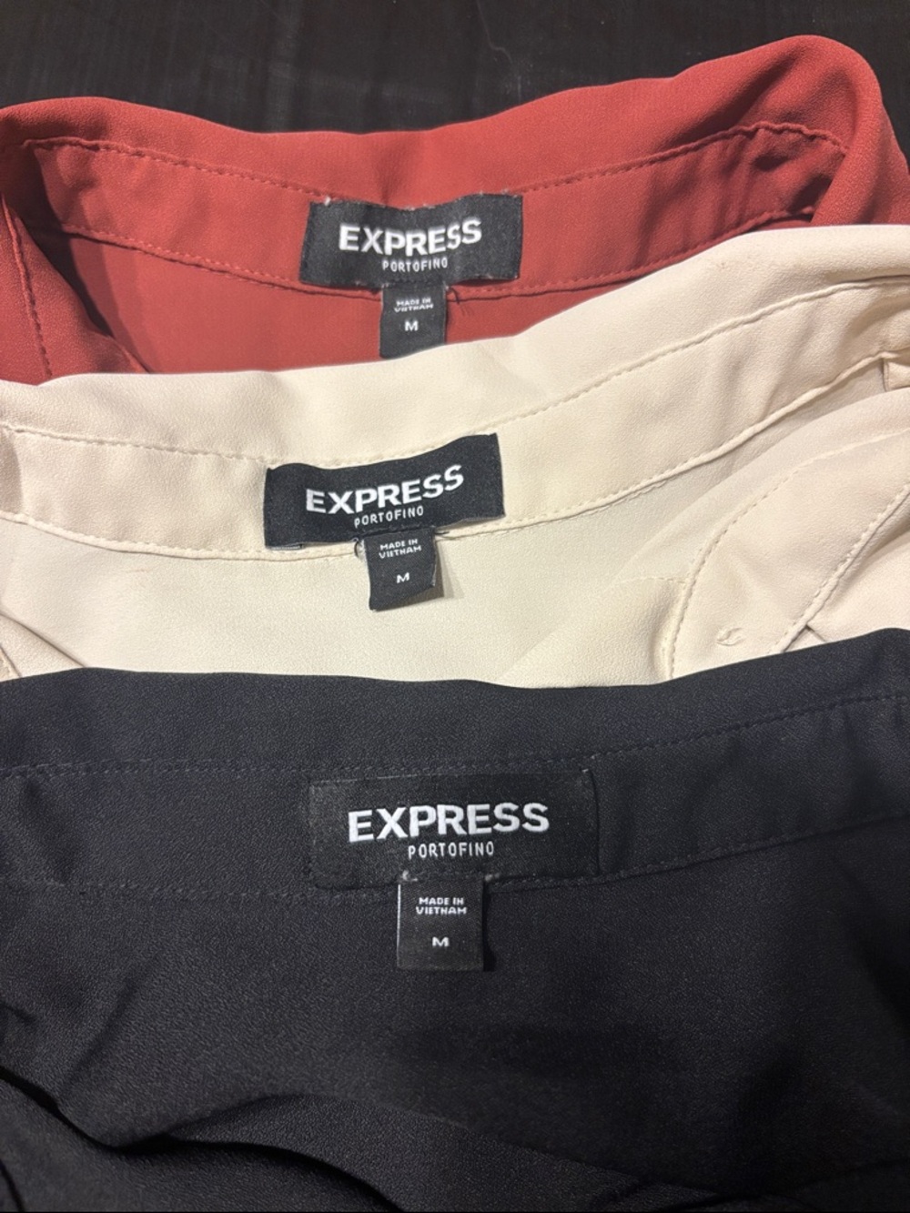 Express Portofino Sleeveless Blouse 3-Pack Bundle Black Rust Cream - Size M - Picture 2 of 5